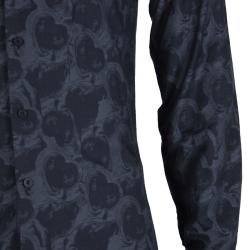 Givenchy Grey Printed Long Sleeve Buttondown Cotton Shirt M