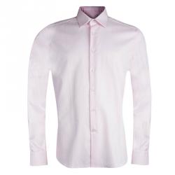 Givenchy Pink Herringbone Cotton Long Sleeve Button Front Shirt L 