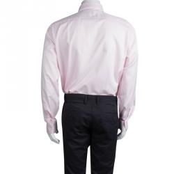 Givenchy Pink Herringbone Cotton Long Sleeve Button Front Shirt L 