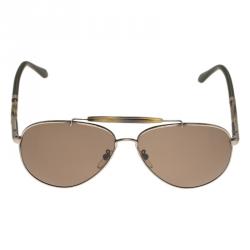 Givenchy Silver and Green SGV 461N Aviator Sunglasses