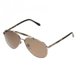 Givenchy Silver and Green SGV 461N Aviator Sunglasses
