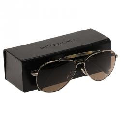 Givenchy Silver and Green SGV 461N Aviator Sunglasses