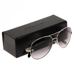 Givenchy Silver and Black SGV464 Aviator Sunglasses