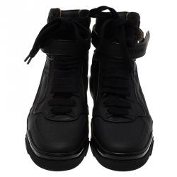 Pre Owned Givenchy Black Leather High Top Sneakers Size 44