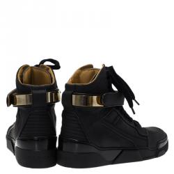 Pre Owned Givenchy Black Leather High Top Sneakers Size 44