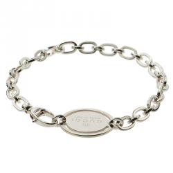 Gucci Trademark Round Tag Silver Bracelet