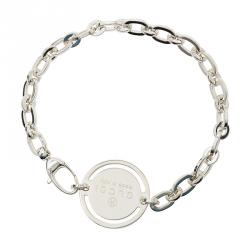 Gucci Trademark Round Tag Silver Bracelet