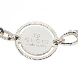Gucci Trademark Round Tag Silver Bracelet