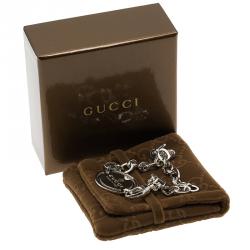 Gucci Trademark Round Tag Silver Bracelet