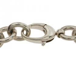 Pre Owned Gucci Dog Tag Silver Chain Bracelet