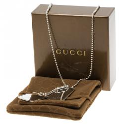 Gucci Dog Tag Silver Necklace