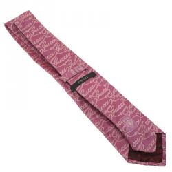 مملوكة مسبقًا ربطة عنق غوتشي حرير وردي مطبوع غوتشي