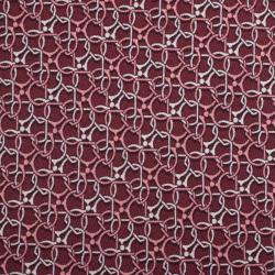Pre Owned Gucci Bordeaux Pink Interlocking Horsebit Printed Silk Tie