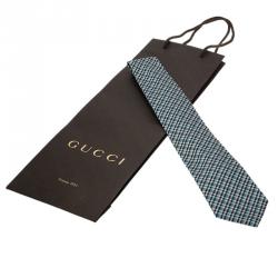 مملوكة مسبقًا ربطة عنق غوتشي حر ير مغزول أزرق كاروهات