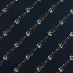 مملوكة مسبقًا ربطة عنق غوتشي حرير أزرق كحلي مطبوع