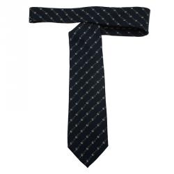 مملوكة مسبقًا ربطة عنق غوتشي حرير أزرق كحلي مطبوع