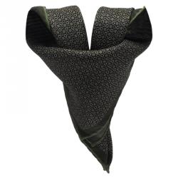 Gucci Green Floral Print Silk Pocket Square