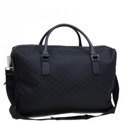 Gucci Black GG Nylon Weekender Travel Bag