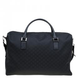 Gucci Black GG Nylon Weekender Travel Bag