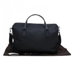 Gucci Black GG Nylon Weekender Travel Bag