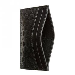 مملوكة مسبقًا Gucci Black Microguccissima Leather Card Case