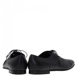 Pre Owned Gucci Black Leather Lace Up Oxfords Size 44.5
