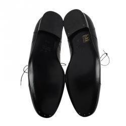 Pre Owned Gucci Black Leather Lace Up Oxfords Size 44.5