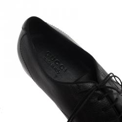 Pre Owned Gucci Black Leather Lace Up Oxfords Size 44.5