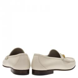 Gucci White Leather 1953 Horsebit Loafers Size 44