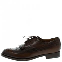Gucci Brown Brogue Leather Fringe Derby Size 44