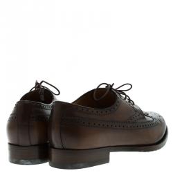 Gucci Brown Brogue Leather Fringe Derby Size 44