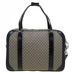 Gucci Black/Beige Diamante Canvas Briefcase Bag