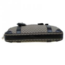 Gucci Black/Beige Diamante Canvas Briefcase Bag