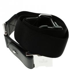 Pre Owned حزام غوتشي استك مطاط وجلد أسود 85 سم