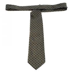 Pre Owned Gucci Brown Monogrammed Silk Tie