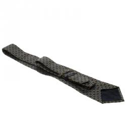 Pre Owned Gucci Brown Monogrammed Silk Tie