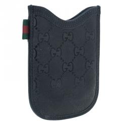 Pre Owned Gucci Black Guccissima Canvas and Leather Blackberry Case