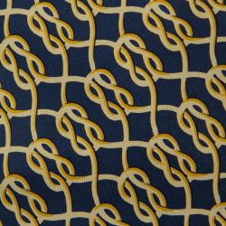 Pre Owned Gucci Navy Blue Silk Rope Print Tie 