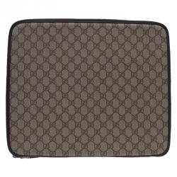 Pre Owned Gucci Brown Guccissima Canvas and Leather Interlocking GG Logo Laptop Case 