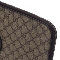 Pre Owned Gucci Brown Guccissima Canvas and Leather Interlocking GG Logo Laptop Case 