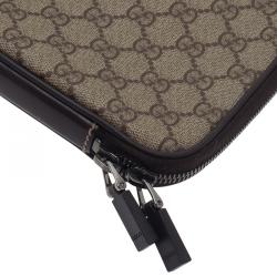 Pre Owned Gucci Brown Guccissima Canvas and Leather Interlocking GG Logo Laptop Case 