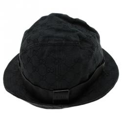 Mens Gucci monogrammed bucket hat size M black pre owned good condition