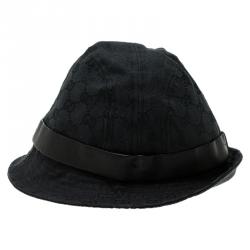 Pre Owned Gucci Black Monogram Bucket Hat Size S