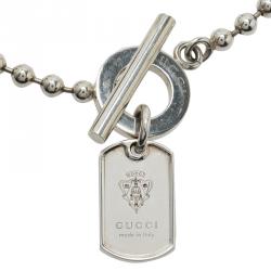 Gucci Crest  Dog Tag Silver Bracelet