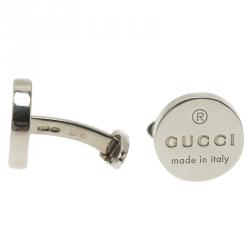 Pre Owned Gucci Silver Stainless Steel Classic Cufflinks