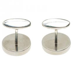 Pre Owned Gucci Silver Stainless Steel Classic Cufflinks