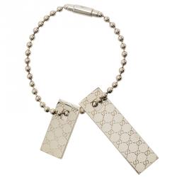 Gucci Icon GG Tags Sterling Silver Key Ring