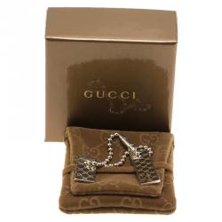 Gucci Icon GG Tags Sterling Silver Key Ring