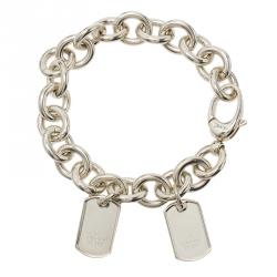 Gucci Dog Tag Silver Chain Bracelet