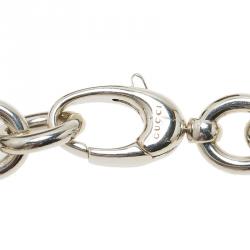 Gucci Dog Tag Silver Chain Bracelet